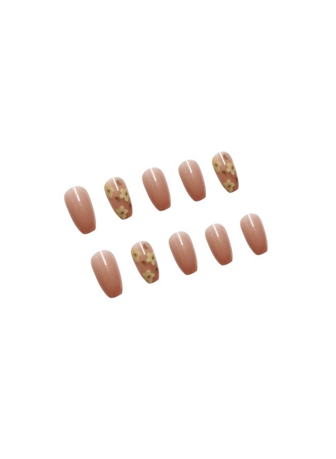 Goolsky Long Island Iced Tea Transparent Floral Press-on Nails - Elegant Autumn Winter Style for Office & Casual Daily Wear - Image 3