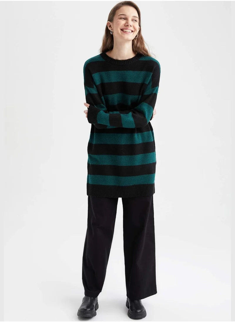 DeFacto Relax Fit Crew Neck Striped Tunic
