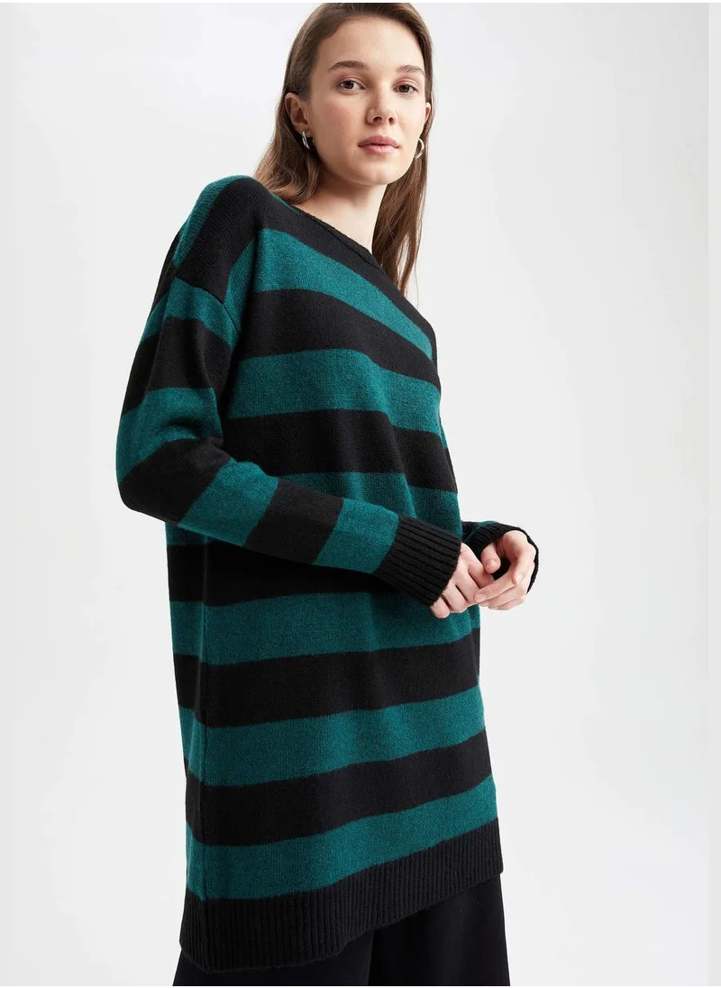 DeFacto Relax Fit Crew Neck Striped Tunic