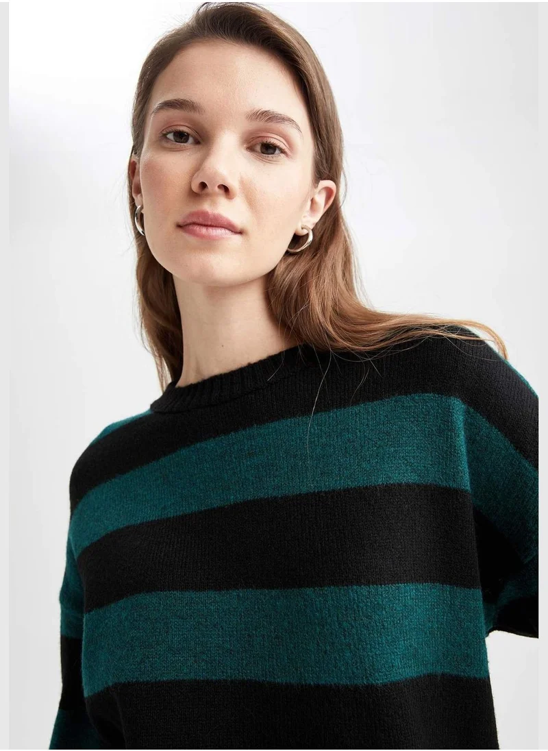 DeFacto Relax Fit Crew Neck Striped Tunic