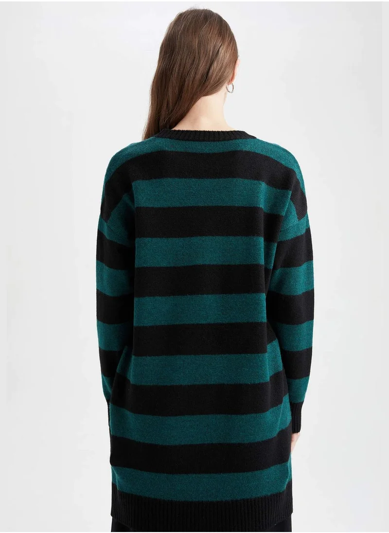 DeFacto Relax Fit Crew Neck Striped Tunic