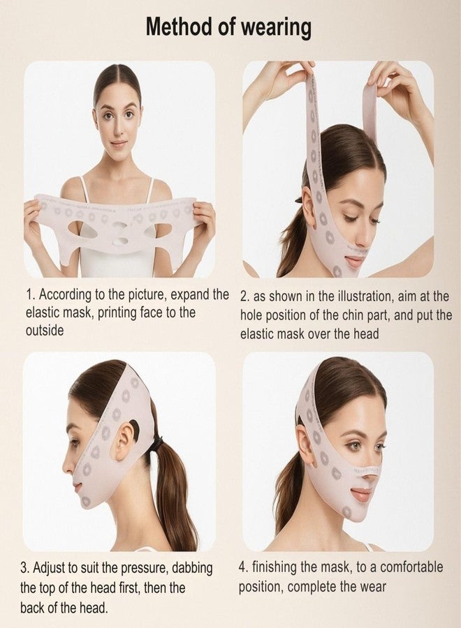 TASKHOUSE V-Line Lifting Face Mask for Women Chin Slimming Strap for Double Chin Reduction, Neck Firming & Face Tightening (Pack of 1; Light Pink) - Image 5