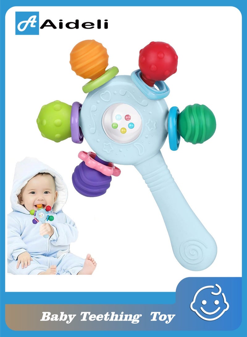 Aideli Baby Rattle Teething Ring – BPA Free, Safe Design, Improves Grip & Hearing Development, Suitable for Infants 0-36 Months - Image 1