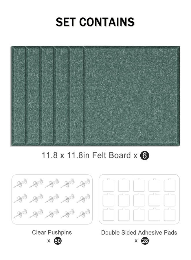 Hsurbtra Large Cork Board for Wall 36 x 24 Inch, 6 Pack Felt Bulletin Notice Board with Pushpins for Office Home School Farmhouse Wall Decor, Green - Image 5