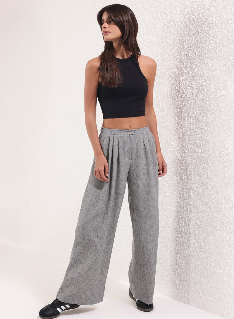 trendyol Gray Wide Leg/Wide Leg Woven Trousers Twoss25Pl00107 - Image 2