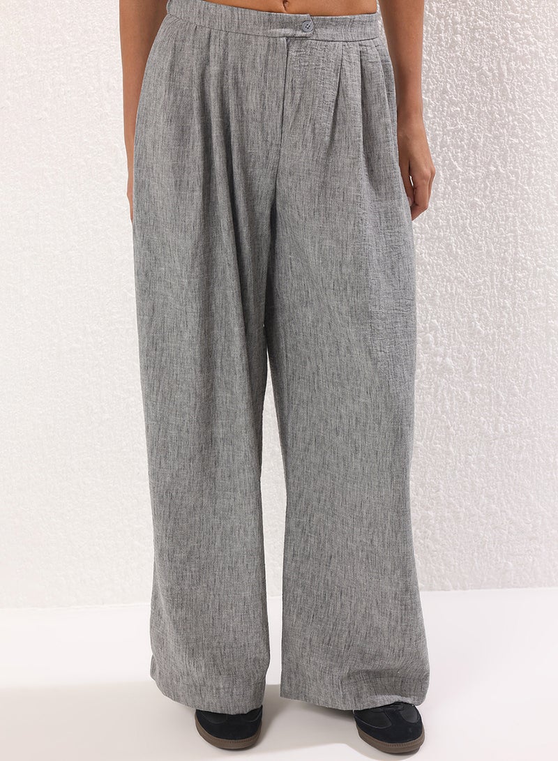 trendyol Gray Wide Leg/Wide Leg Woven Trousers Twoss25Pl00107 - Image 3