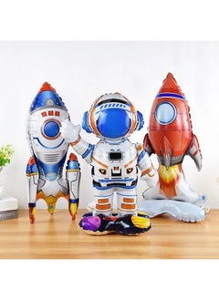 Atpata Funky Atpata Funky 24inch Space Theme Astronaut, Rocket shape Self-Standing Foil Balloons (3pcs. Combo) for Space theme birthday party balloon decoration  - Image 1