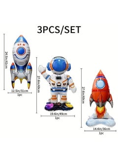 Atpata Funky Atpata Funky 24inch Space Theme Astronaut, Rocket shape Self-Standing Foil Balloons (3pcs. Combo) for Space theme birthday party balloon decoration  - Image 3