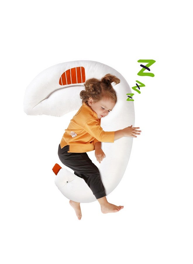 Choc chick Curve Long Kids Body Pillow,36X27inches Swans Shape Soft Child Hug Sleep Toddler Pillow,Hand Washable 100% Organic Cotton Pillowcase Toddler Pillows for Sleeping - Image 1