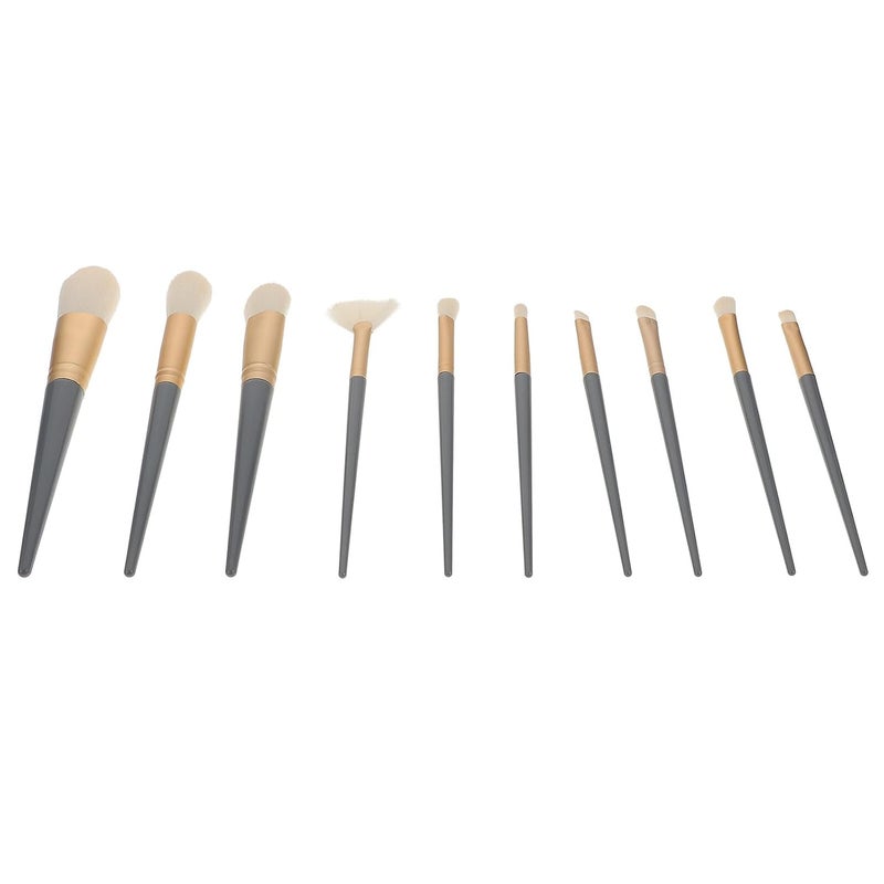 10pcs Makeup Brush Set for Blush and Eyeshadow, Portable Blue Plastic Handle Cosmetic Brushes Kit for Travel and Daily Use - Image 1