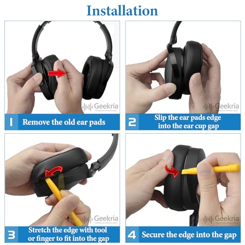 Geekria QuickFit Replacement Ear Pads for Skullcandy Crusher Wireless, Crusher EVO, Crusher ANC, Hesh 3/ EVO/ANC, Venue ANC, Crusher 540 Active Wireless Headphones, with Video Guide (Black) - Image 5