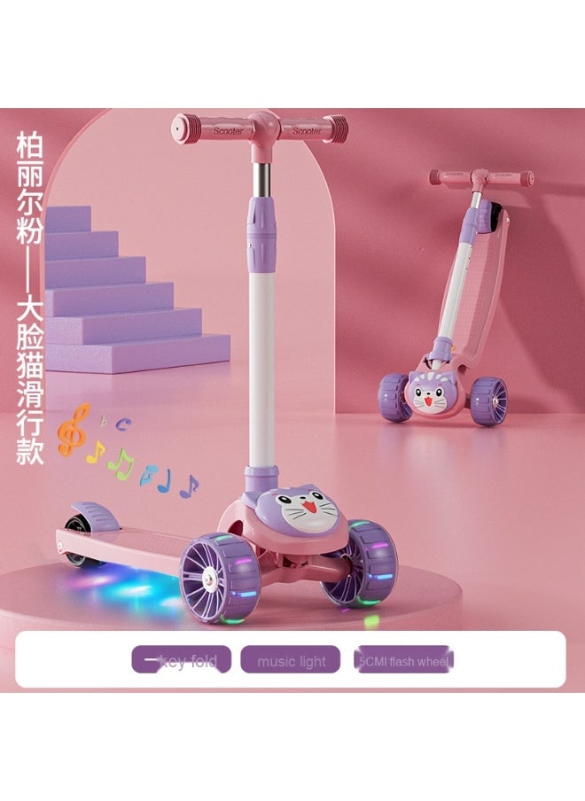 Shuer - Children's Scooter Can Sit And Ride Led Light Flashing Wheel Adjustable Height Foldable Scooter Outdoor Activities For Boys Girls - Image 1