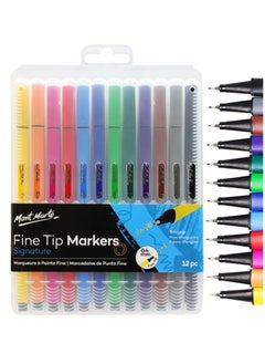Mont Marte 12-Piece Fineliner Pens 0.4mm Tip Multicolour  - Image 1