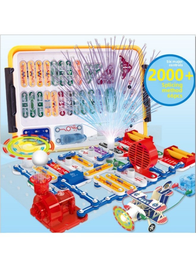 Science Small Experiment Electrical Kid Electronic Building Blocks Physical Circuit Board Hundred Assembled Educational Toys For Children And Primary School Students-Color:[2000+ Spelling Method] Fun Electronic Building Blocks (storage Box Type)  - Image 1