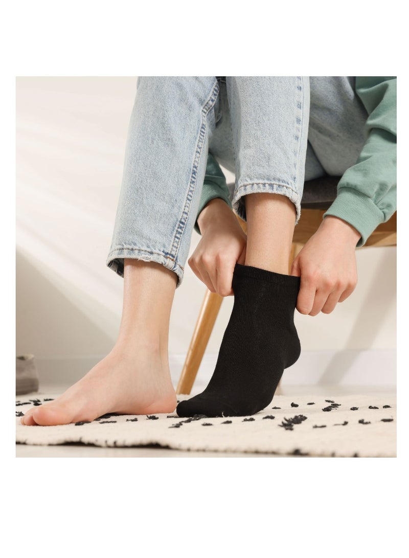 ALLKING Ankle-Length Cotton Socks for Men and Women | Odor-Free & Breathable | Anti-bacterial | 3X Softer | Black | Pack of 5 - Image 5
