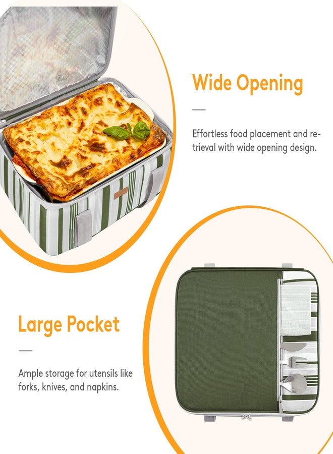 LUNCIA Insulated Casserole Carrier for Hot or Cold Food, Lasagna Lugger Tote for Potluck Parties/Picnic/Cookouts, Fits 9"×13" Baking Dish, Dark Green - Image 5