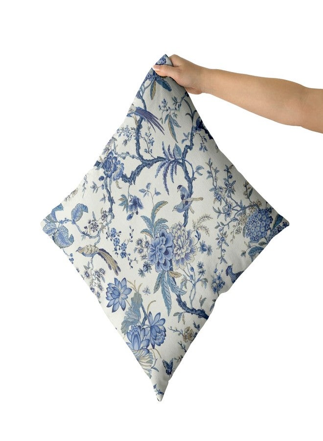 Sweetshow Chinoiserie Pillow Covers 20x20 Inch Blue and White Outdoor Pillows Blue Birds Flowers Throw Pillow Covers Cotton Square Cushion Cover Decor for Bedroom Couch Bed Living Room Sofa Chair Set of 2 - Image 3