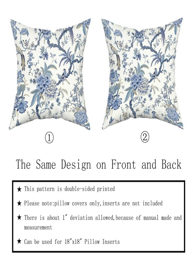 Sweetshow Chinoiserie Pillow Covers 20x20 Inch Blue and White Outdoor Pillows Blue Birds Flowers Throw Pillow Covers Cotton Square Cushion Cover Decor for Bedroom Couch Bed Living Room Sofa Chair Set of 2 - Image 5