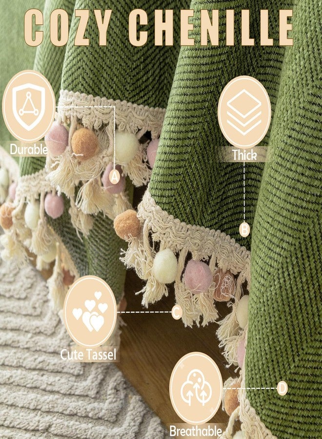 HANDONTIME Green Chenille Sofa Cover for Dogs, 91" X 150", Boho Style, Anti-Wrinkle, Anti-Fading, Breathable, Durable - Image 2