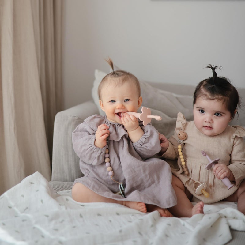 mushie Flower Toddler Training Toothbrush (Blush) - Image 3