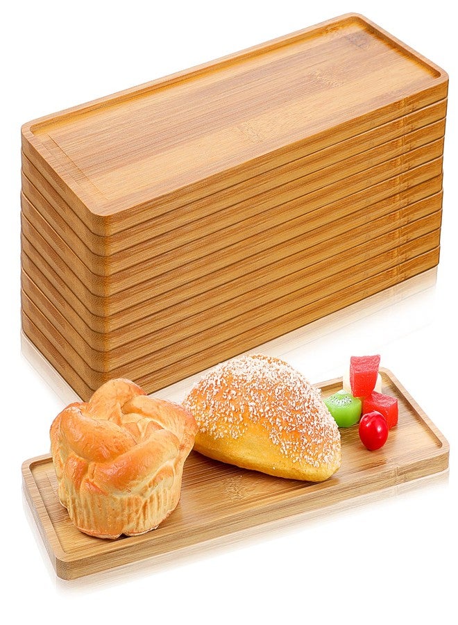 wutfuooo 10 Pcs Rectangle Wood Bamboo Tray Bamboo Serving Tray Wooden Serving Platter for Bathroom Counter Platter for Food for Dinner Kitchen - Image 1