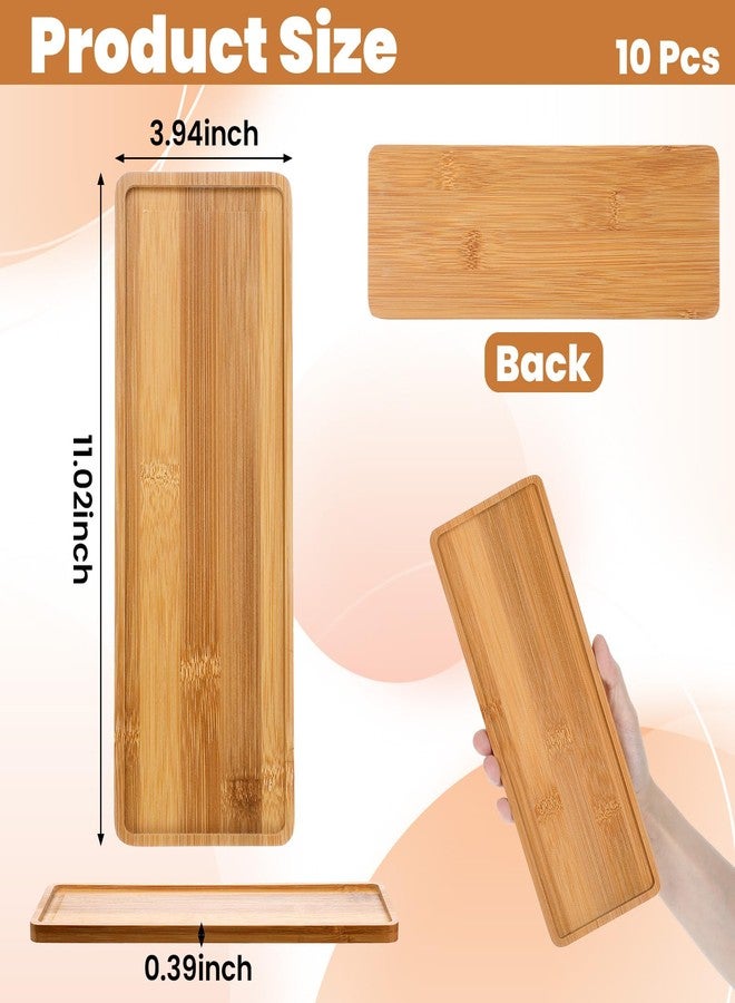 wutfuooo 10 Pcs Rectangle Wood Bamboo Tray Bamboo Serving Tray Wooden Serving Platter for Bathroom Counter Platter for Food for Dinner Kitchen - Image 2