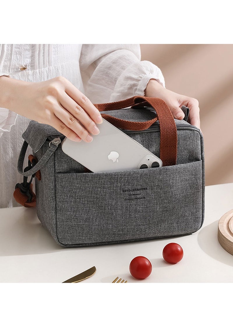 rayze Lunch Box Bag for Women Adults Men with Adjustable Shoulder Strap,Reusable Cute Lunch Pail bag for Lunch Box - Leakproof, Insulated Lunch Box Tote with Large Capacity, Cooler Lunch Container for Work/Travel/Office (Grey) - Image 4