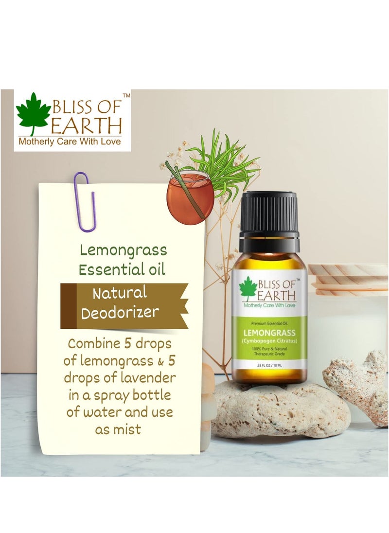 BLISS OF EARTH Bliss Of Earth Pure Lavender Essential Oil & Lemongrass Natural Organic Essential Oil Combo 10ml Therapeutic Grade Pack Of 2  - Image 5