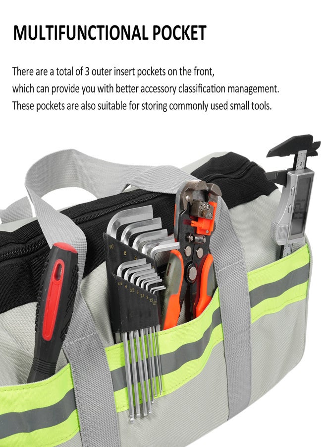 PENGGONG 165-3 12Inch Wear-resistant Maintenance Tool Emergency Storage Bag Multifunctional Portable Tool Bag Large Capacity Thickened Double Oxford Cloth Tool Storage Bag with Night Reflective Strip - Image 2