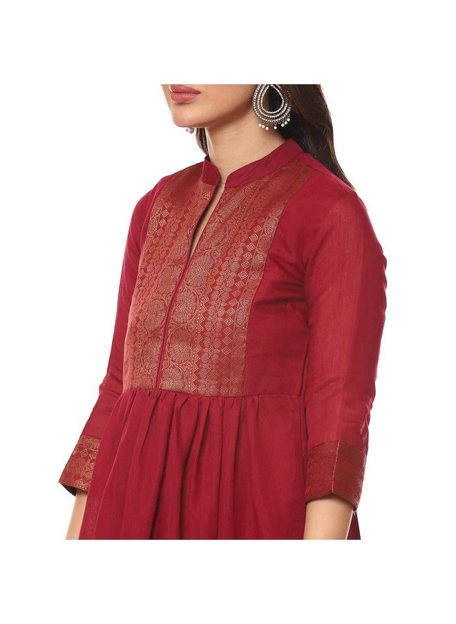Biba - BIBA Women YARNDYED Mix and Match(RAJWADA1594_Maroon_34) - Image 1
