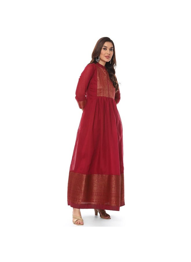 Biba - BIBA Women YARNDYED Mix and Match(RAJWADA1594_Maroon_34) - Image 1
