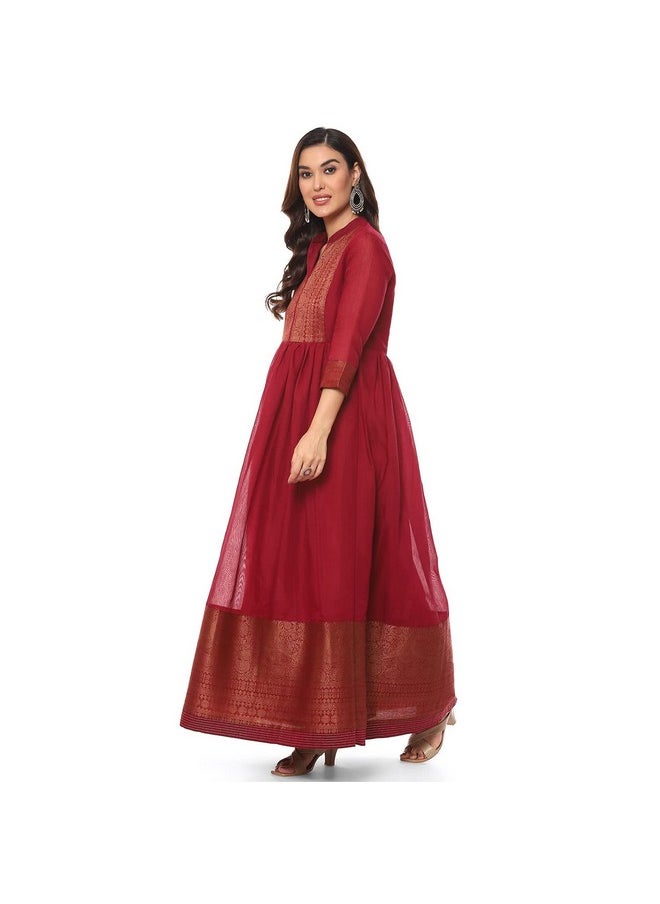 Biba - BIBA Women YARNDYED Mix and Match(RAJWADA1594_Maroon_34) - Image 1