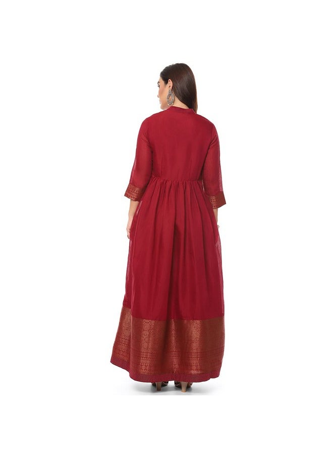 Biba - BIBA Women YARNDYED Mix and Match(RAJWADA1594_Maroon_34) - Image 1