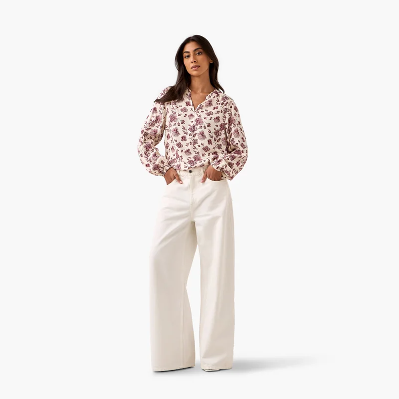 سبلاش فيڤ Regular Fit Viscose Top with All-Over Print