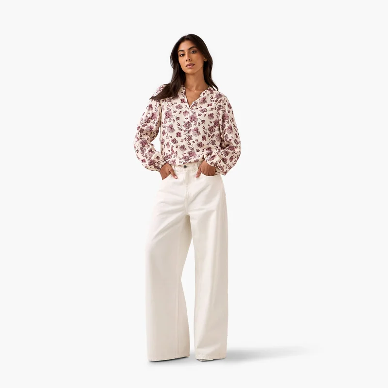 Splash FAV Regular Fit Viscose Top with All-Over Print