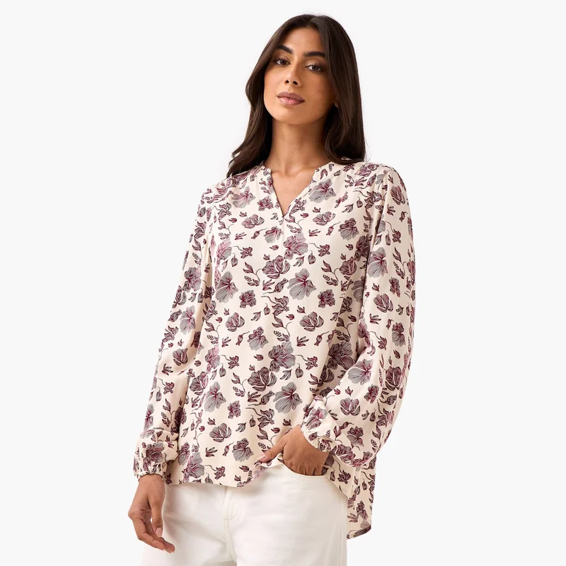 Splash FAV Regular Fit Viscose Top with All-Over Print