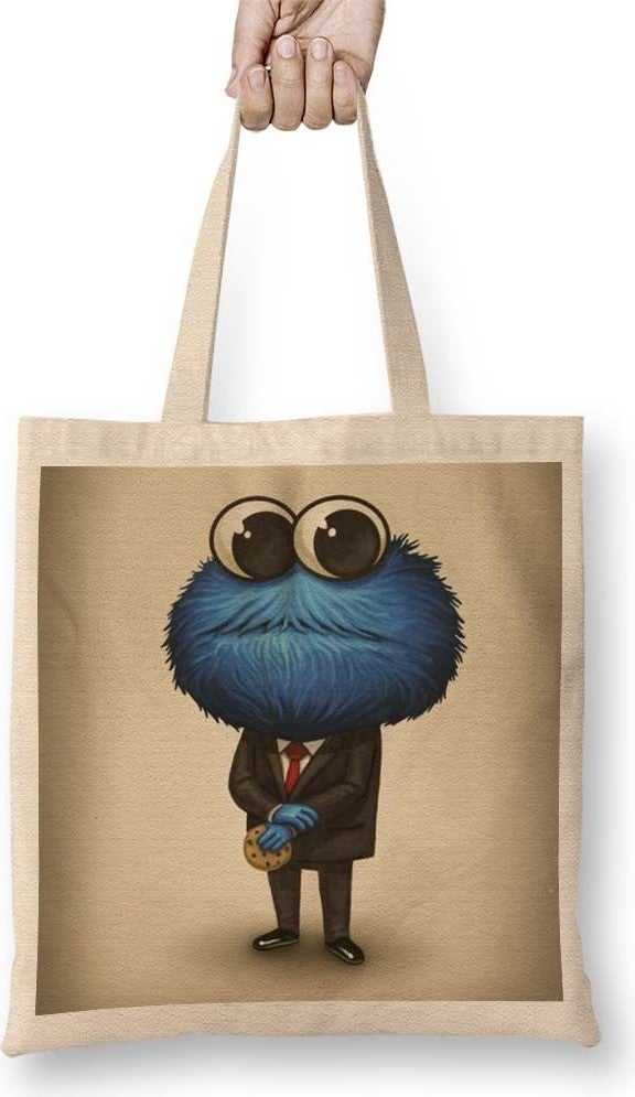 Baskı Dükkanı Print Shop Cookie Monster 04 Cloth Bag Long Handle 
