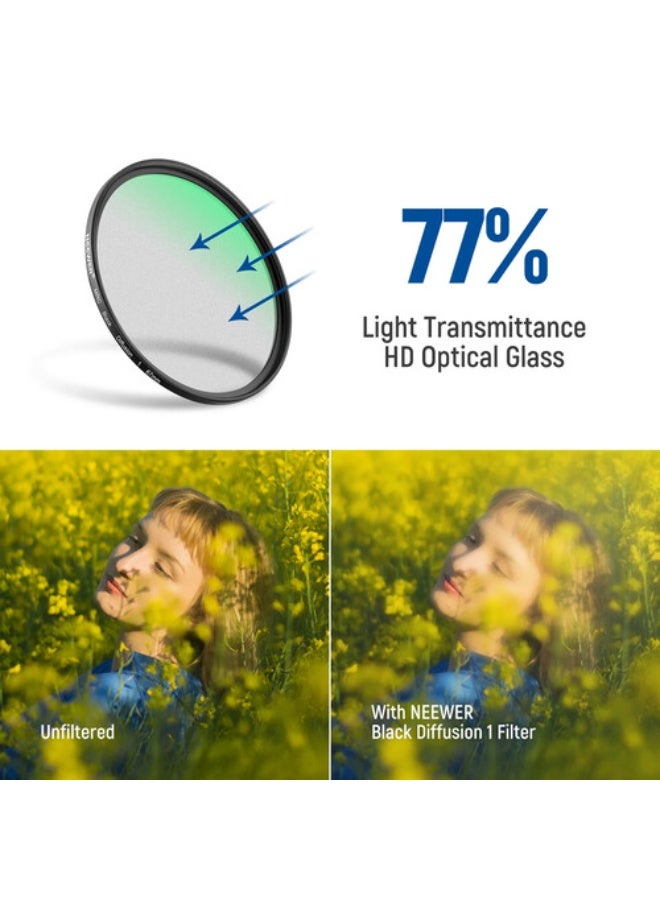 نيوير 1/4 Black Diffusion Filter Cinematic Dreamy Effect Filter 67MM - Image 4
