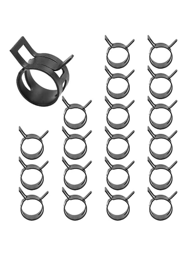 20 Pcs 0.7 Inch ID Spring Band Type Clamps, 18mm Fuel Hose Clamps Fasteners, Black Spring Hose Clip fit 18.5-19.2mm OD Hose Fuel Hose Line Water Pipe Air Tube Hose - Image 2