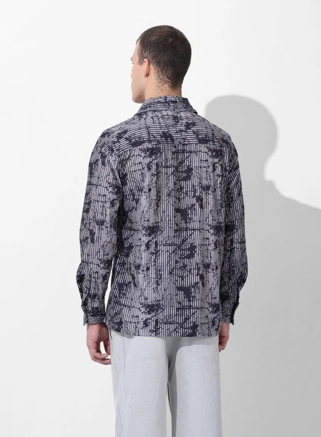 The Indian Garage Co Men Regular Fit Abstract Printed Cutaway Collar Full Sleeves Shirt