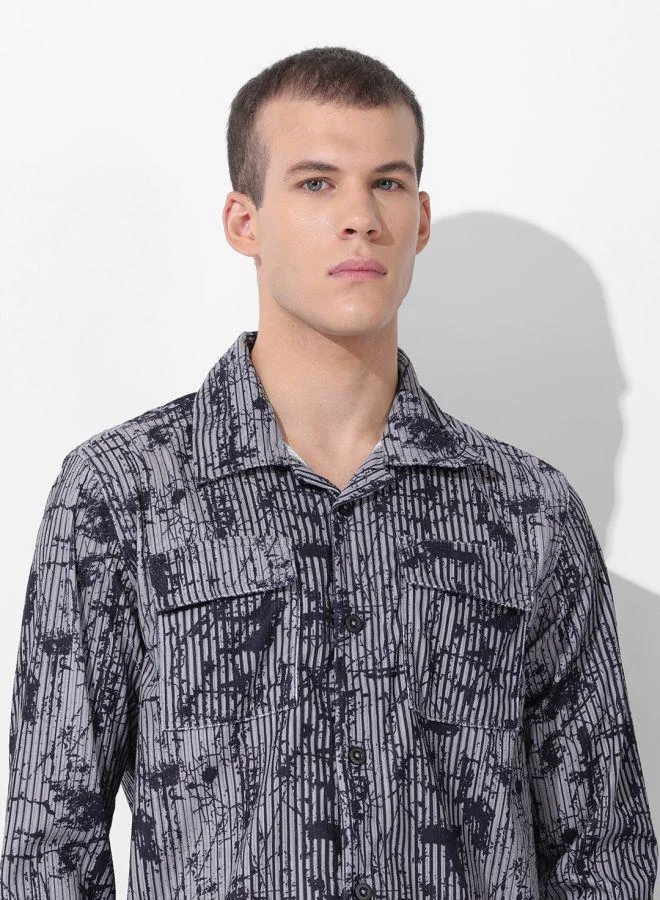 The Indian Garage Co Men Regular Fit Abstract Printed Cutaway Collar Full Sleeves Shirt