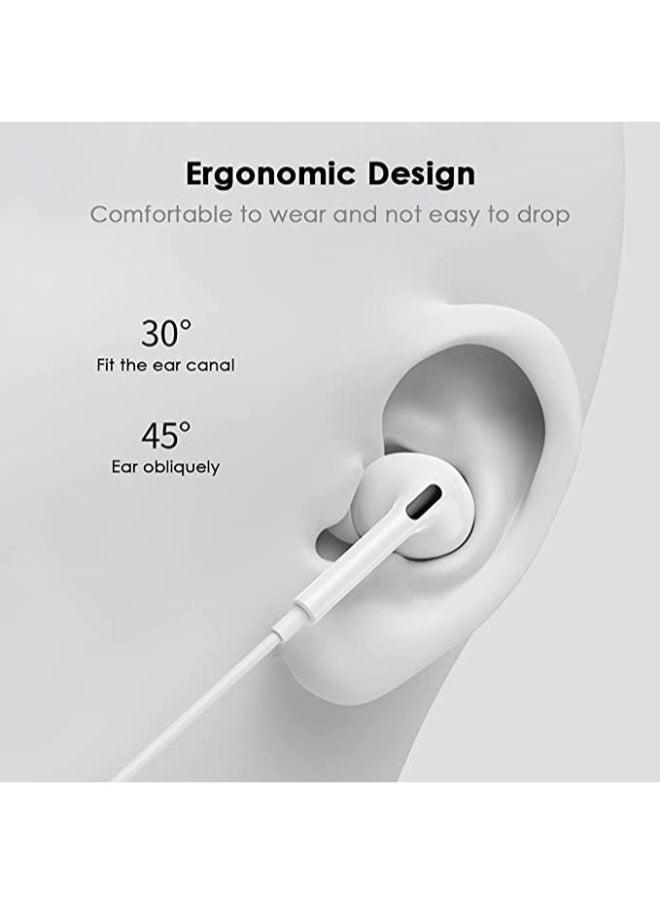 SHOPI - In-Ear Headphones with Cable and Microphone and Volume Control Compatible with iPhone 13/12/SE/11/X/XS/XS Max/XR/8/7 Supports All iOS - Image 1