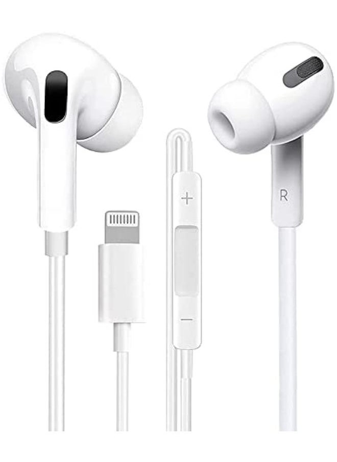 SHOPI - In-Ear Headphones with Cable and Microphone and Volume Control Compatible with iPhone 13/12/SE/11/X/XS/XS Max/XR/8/7 Supports All iOS - Image 1