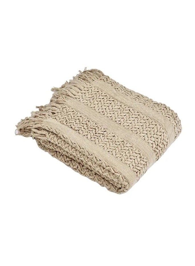 Nordic ins net red tassel blanket thick warm cover blanket sofa towel leisure nap blanket velvet blanket one piece130*(150+10*2 tassels)cm - Image 1