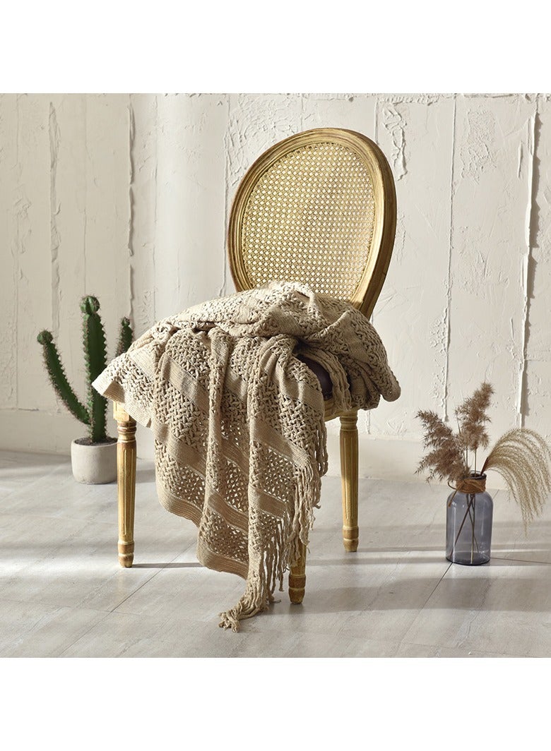 Nordic ins net red tassel blanket thick warm cover blanket sofa towel leisure nap blanket velvet blanket one piece130*(150+10*2 tassels)cm - Image 2