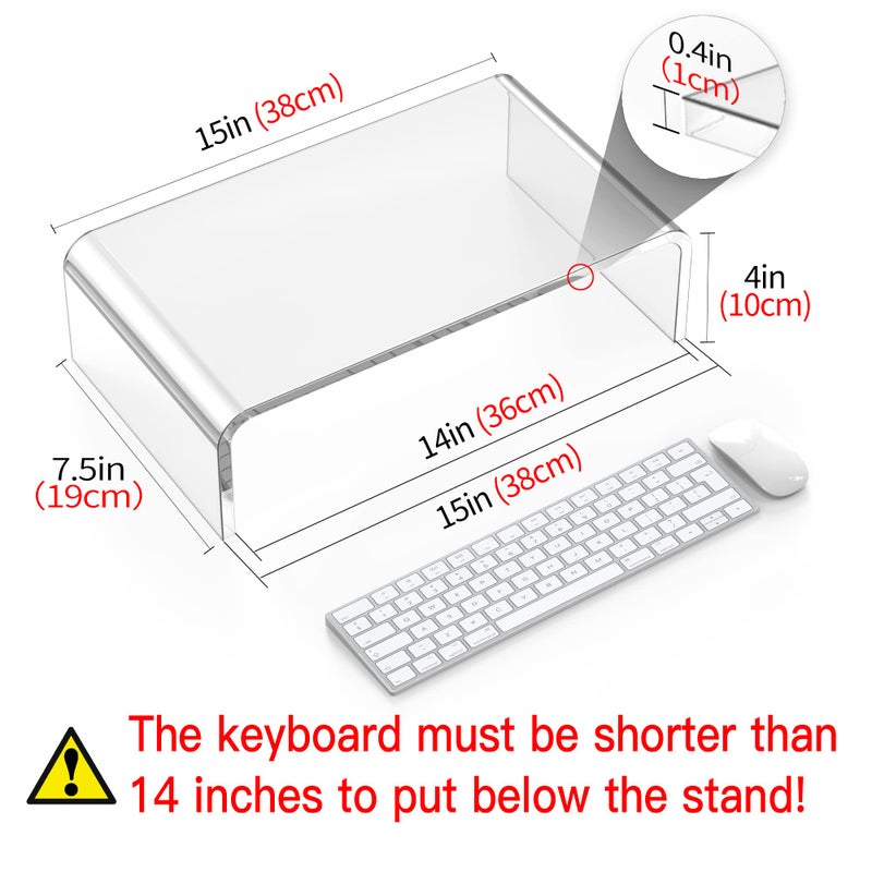 Beimu Acrylic Monitor Stand Riser Clear Laptop Stand for Desk Acrylic Monitor Riser for Desk Accessories Aesthetic Laptop Riser Clear Computer Stand White Office Supplies for Women Essentials - Image 2