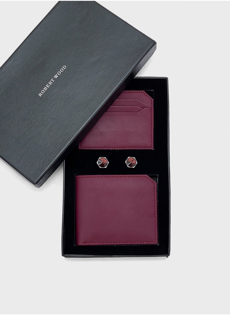 Robert Wood Wallet, Card Holder And Cuff Links Gift Set  - Image 1