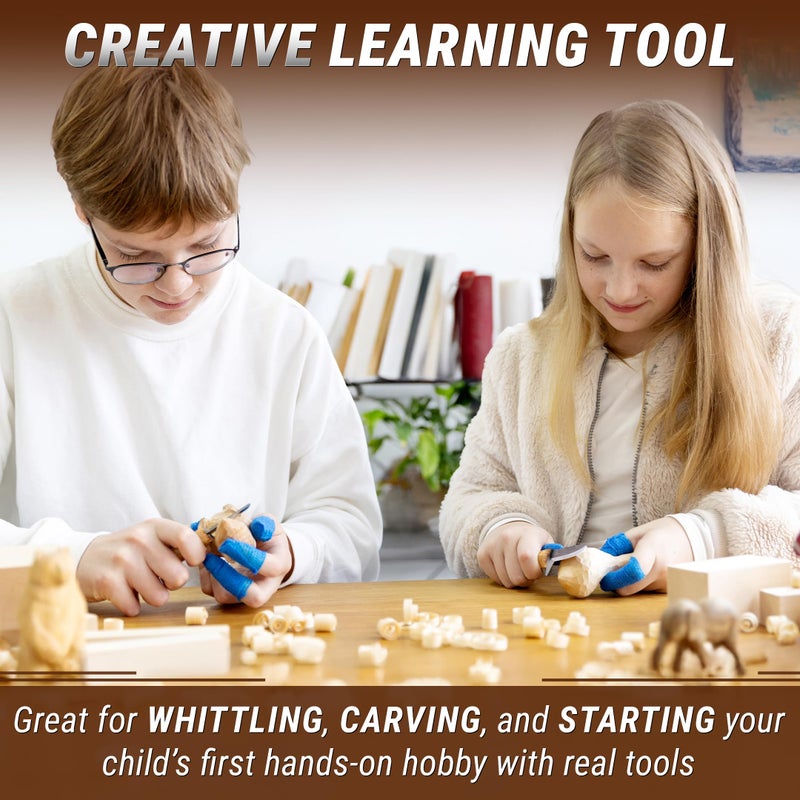 BeaverCraft Whittling Knife for Kids, Beginners - Safety Wood Carving Knife C1 Kid - Whittling Knives with Rounded Tip for Children, Entry-Level Carvers - Wood Carving Tools for Beginners, Boy Scout - Image 5
