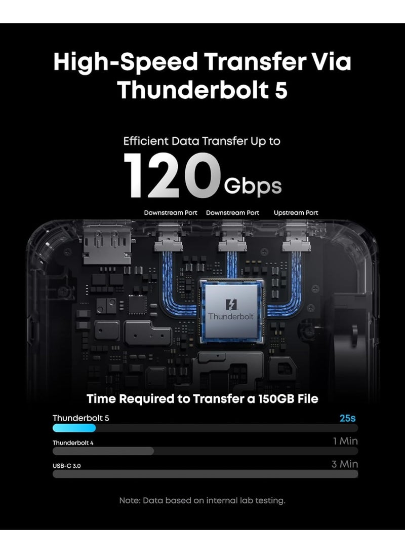 Anker Prime TB5 Docking Station, 14 Ports Thunderbolt 5 Docking Station with 140W Max Charging, 120Gbps Max Transfer, Ambient LED Lighting, Cooling System, Up to 8K Display for Thunderbolt 5/4 Laptops - Image 4