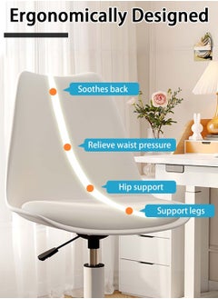 EqiEch Acrylic Chair Ergonomics Modern Office Desk Armless Study Chair Computer Swivel Desk Chair With Waterproof PU Leather PP Seat Cushion With Silent Wheel Adjustable Height  - Image 4
